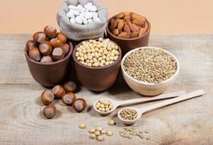 beans, nuts and grains