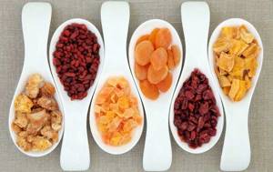 Most dried fruits have a high energy value.