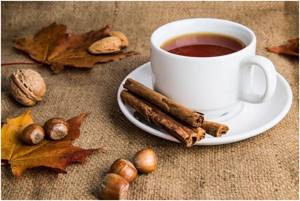 cinnamon tea and maple leaves