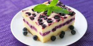 Blueberry cottage cheese casserole on a plate