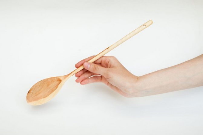 Wooden spoon in hand