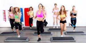 Girls at a group fitness class