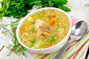 Dietary fish soup with canned mackerel