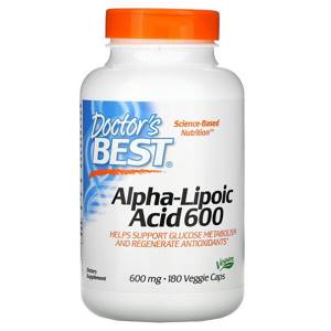 Doctor&#39;s Best, Alpha Lipoic Acid 600, 600 mg, 180 Vegetarian Capsules