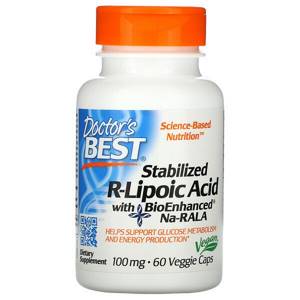 Doctor's Best, Стабилизированная R-липоевая кислота Best, 100 мг, 60 растительных капсул