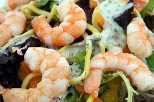 Buffet salad with shrimp