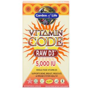 Garden of Life, Vitamin Code, Raw D3, 5000 МЕ, 60 вегетарианских капсул