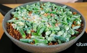 Buckwheat porridge with green beans on kefir