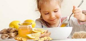 Ginger with lemon and honey for children