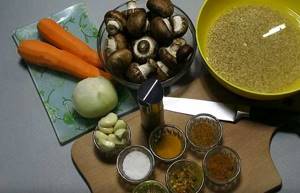 Ingredients for vegetarian pilaf