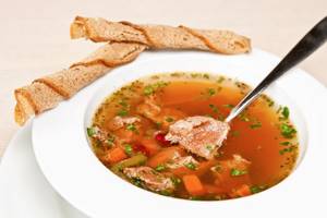 Exquisite veal meat soup takes pride of place among dietary dishes