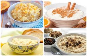 Calorie content of different types of cereals in finished form