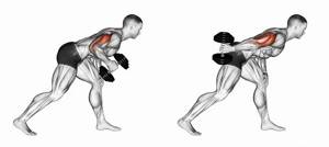 Bent-over kickback with one dumbbell