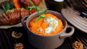 Creamy pumpkin soup is a very tasty and healthy delicacy.