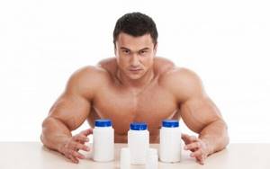 Bodybuilder with protein