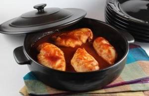 Chicken breast in tomato paste is ready