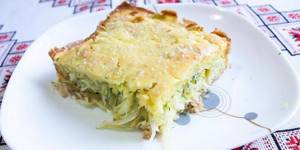 A piece of diet jellied cabbage pie