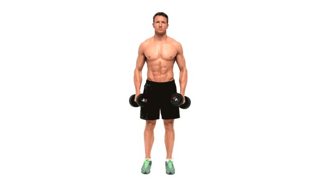 Swing dumbbells to the sides
