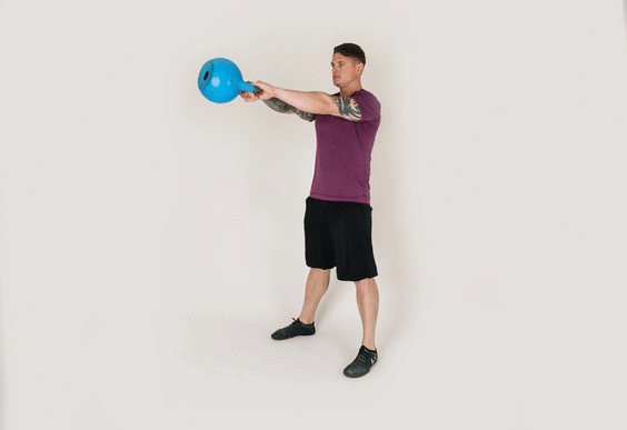 Swing the kettlebell in front of you