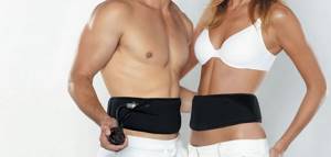 man and woman with electric belt on their stomach
