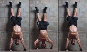 Upside down push-ups against a wall