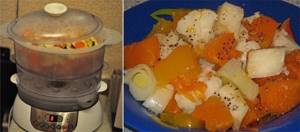 Vegetable stew in a double boiler