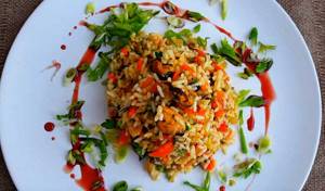 Dietary pilaf with seafood