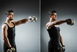 Raising dumbbells in front of you