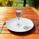 Empty plate and glass of water.