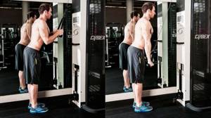 Extension of arms in the upper block for triceps