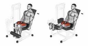 Leg extensions while sitting in a machine