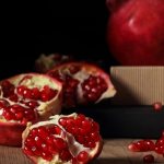 pomegranates cut in half