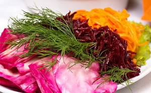 Cabbage, beet and carrot salad