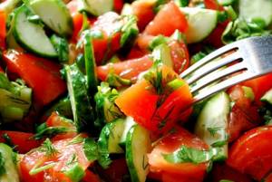 fresh cucumber and tomato salad