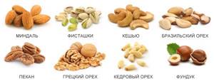 The most common types of nuts