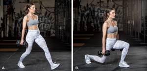 Walking lunges with dumbbells