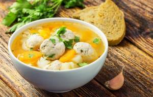 Meatball soup. Calorie content, BJU, recipes with potatoes, noodles, vermicelli, rice 