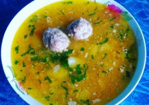 Meatball soup. Calorie content, BJU, recipes with potatoes, noodles, vermicelli, rice 