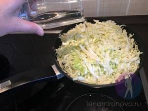 fresh cabbage in a frying pan