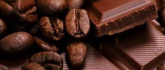 Темный шоколад и зерна кофе