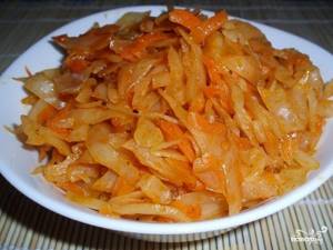 Stewed cabbage without oil