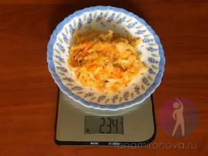 stewed cabbage on a scale