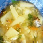 Canned saury fish soup