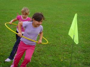 Hoop exercises for relay race children