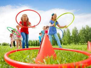 Hoop exercises for children, play activities