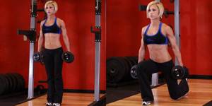 Lunges with dumbbells in hands