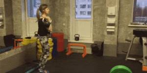 Lunges with kettlebell push