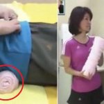 японская методика с валиком из полотенца