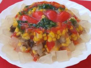 Jellied with mushrooms and vegetables