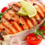Baked red fish with vegetables